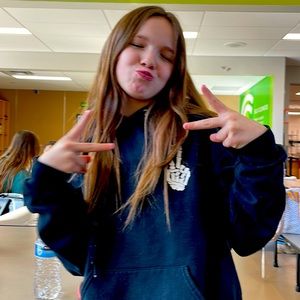 Black hoodie with skeleton price sign size 12